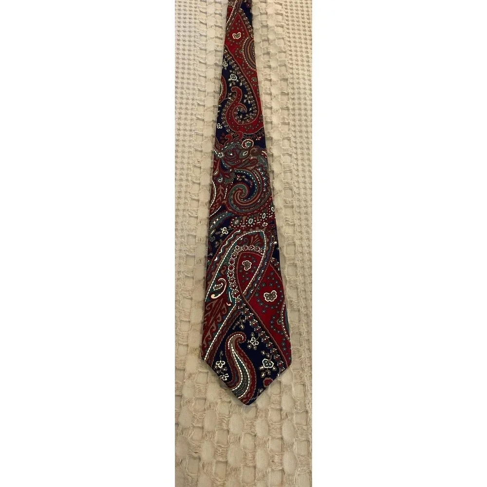 Stafford Necktie Paisley Print Dressy Classic Vintage‎ Look Burgundy Navy Olive